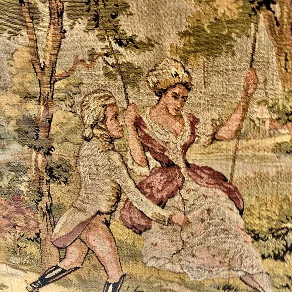 Vtg Pastoral Courtship Tapestry - France